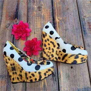 Iron Fist Women's Lolita Love Wedge Pump polka dot white black animal print